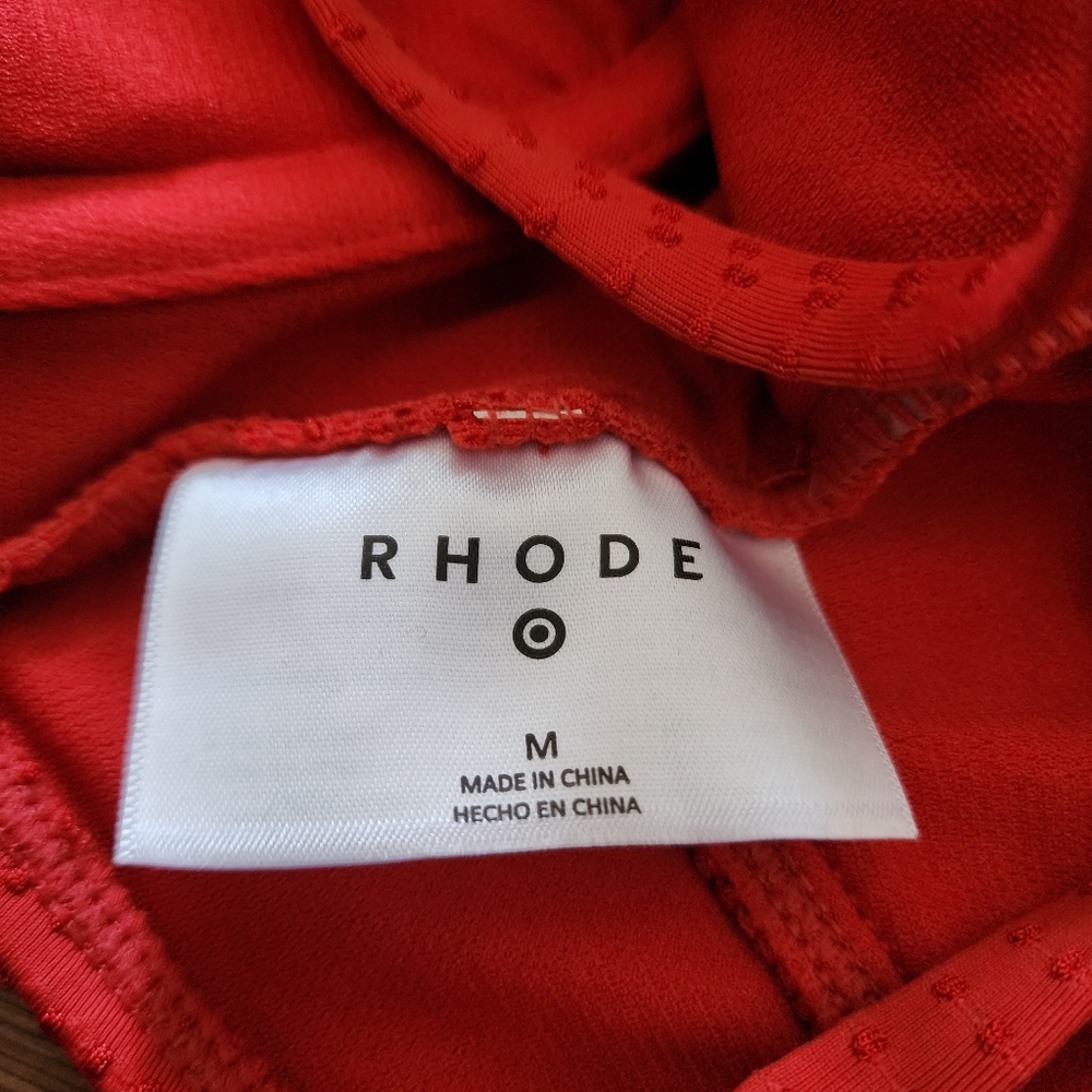RHODE x Target One-Piece Swimsuit Womens M Rust Red Embossed Dot Ruffle - Picture 5 of 7